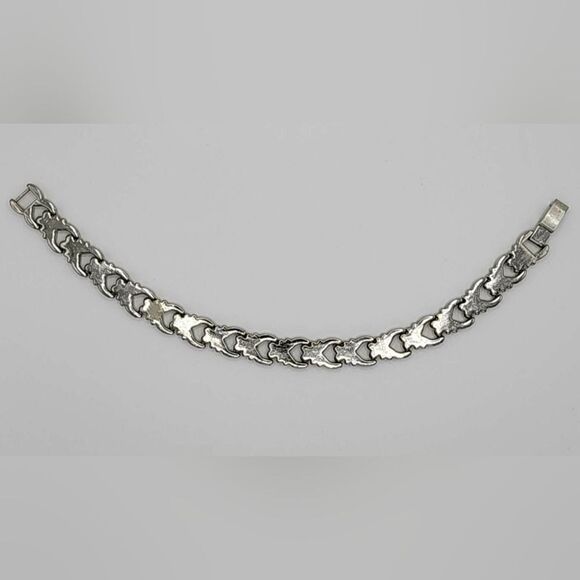 Gold silver two tone heart link bracelet - Picture 5 of 6